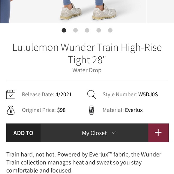 NWOT Lululemon 8 Wunder Train High-Rise 0107 Tight 28" Oasis Blue water drop - Picture 2 of 10